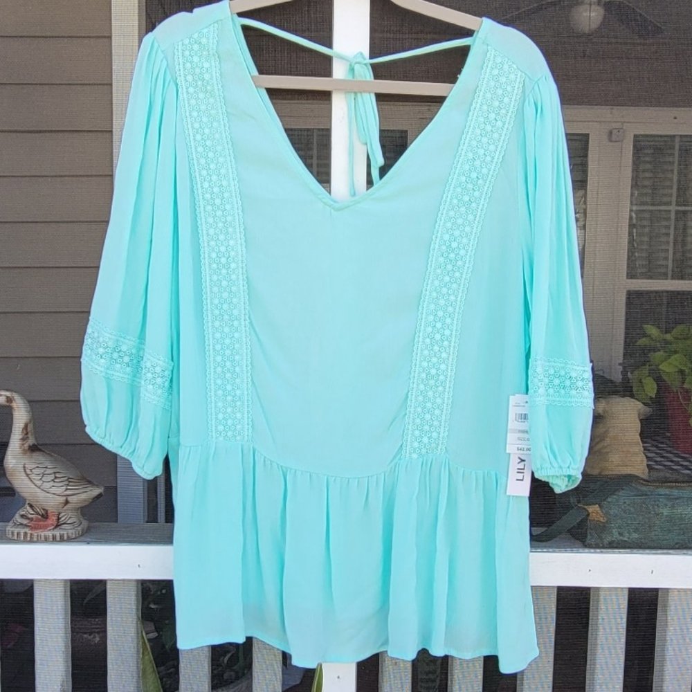 lily star fashion blouse in color aqua
